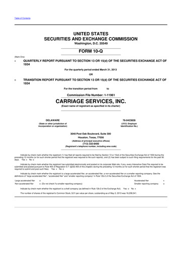 Thumbnail Carriage Services 10-Q Quarterly Report FY2013 