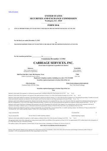 Thumbnail Carriage Services 10-K Annual Report 2013