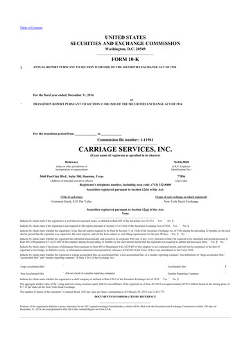 Thumbnail Carriage Services 10-K Annual Report 2014
