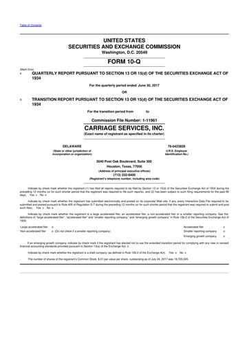 Thumbnail Carriage Services 10-Q Quarterly Report FY2017 