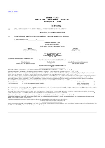 Thumbnail Carriage Services 10-K Annual Report 2021