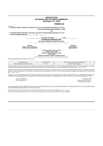 Thumbnail Carriage Services 10-Q Quarterly Report FY2024 