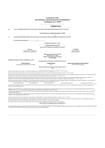 Thumbnail Carriage Services 10-K Annual Report 2024