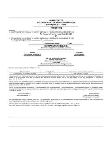 Thumbnail Carriage Services 10-Q Quarterly Report FY2025 