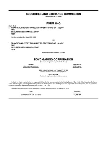 Vorschaubild Boyd Gaming
 10-Q Quartalsbericht  