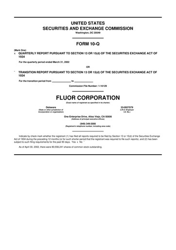 Thumbnail Fluor Corporation
 10-Q Quarterly Report FY 