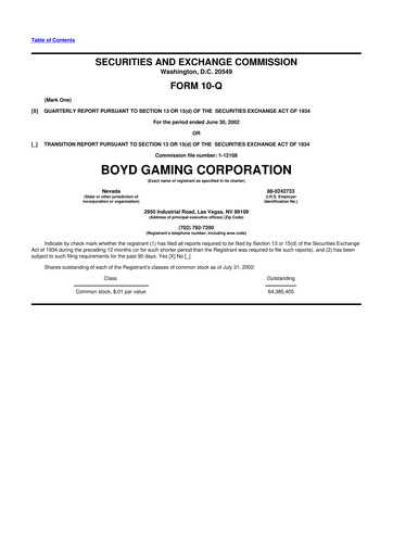 Vorschaubild Boyd Gaming
 10-Q Quartalsbericht  