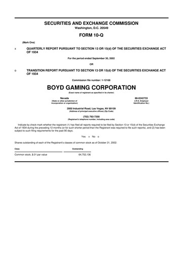 Vorschaubild Boyd Gaming
 10-Q Quartalsbericht  