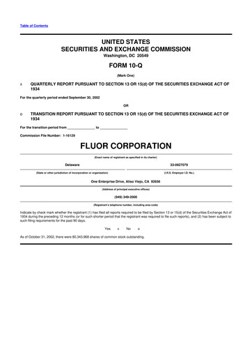 Thumbnail Fluor Corporation
 10-Q Quarterly Report FY 