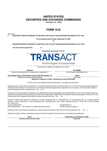 Thumbnail TransAct Technologies 10-Q Quarterly Report FY 