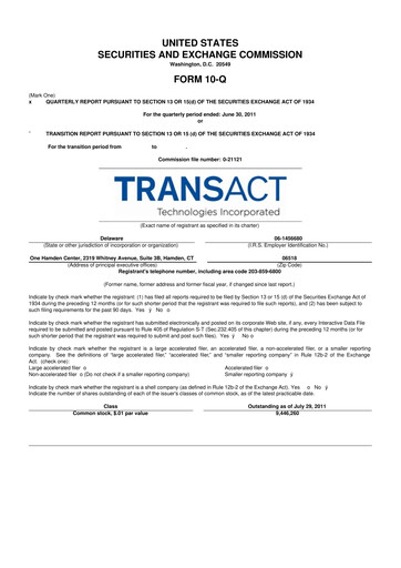 Thumbnail TransAct Technologies 10-Q Quarterly Report FY2011 