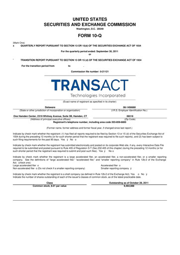 Thumbnail TransAct Technologies 10-Q Quarterly Report FY2011 