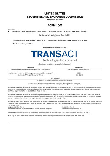 Thumbnail TransAct Technologies 10-Q Quarterly Report FY2013 