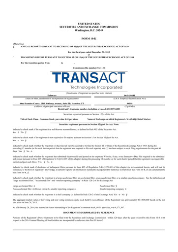 Thumbnail TransAct Technologies 10-K Annual Report 2013