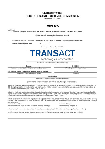 Thumbnail TransAct Technologies 10-Q Quarterly Report FY2014 