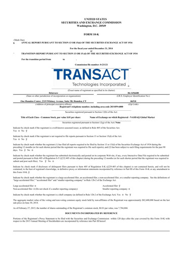 Thumbnail TransAct Technologies 10-K Annual Report 2014