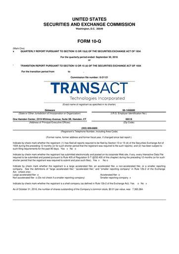 Thumbnail TransAct Technologies 10-Q Quarterly Report FY2016 