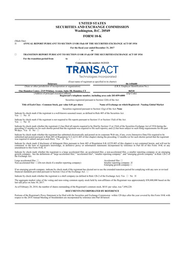 Thumbnail TransAct Technologies 10-K Annual Report 2017