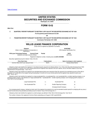 Thumbnail Willis Lease Finance Corporation 10-Q Quarterly Report FY2021 