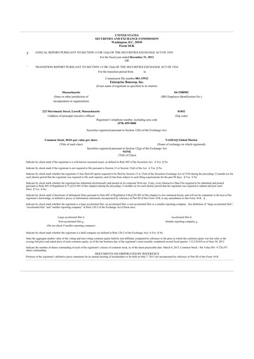 Thumbnail Enterprise Bancorp 10-K Annual Report 2012
