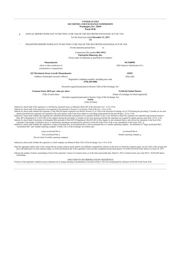 Thumbnail Enterprise Bancorp 10-K Annual Report 2013