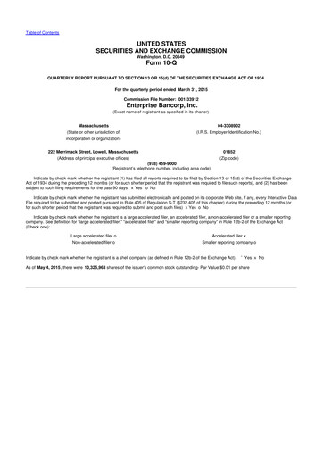 Thumbnail Enterprise Bancorp 10-Q Quarterly Report FY2015 