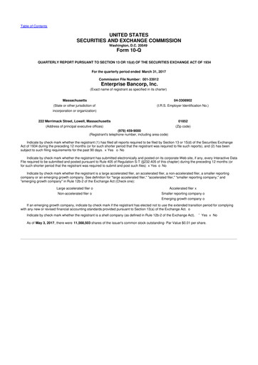 Thumbnail Enterprise Bancorp 10-Q Quarterly Report FY2017 