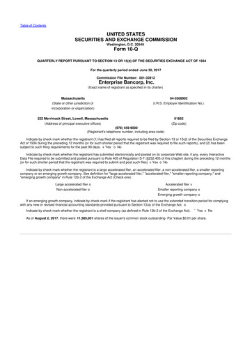 Thumbnail Enterprise Bancorp 10-Q Quarterly Report FY2017 