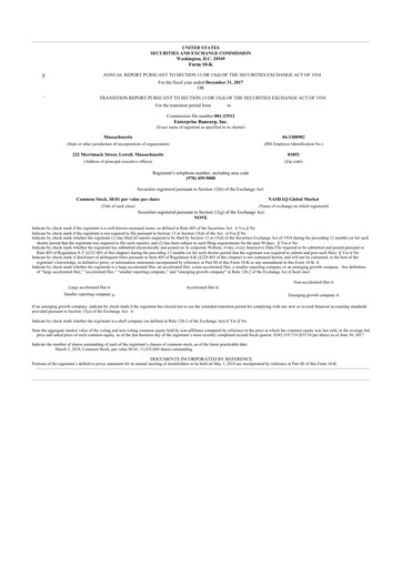 Thumbnail Enterprise Bancorp 10-K Annual Report 2017