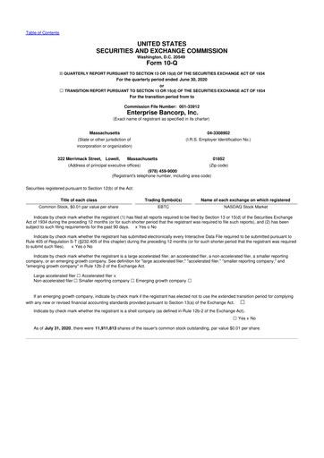 Thumbnail Enterprise Bancorp 10-Q Quarterly Report FY2020 
