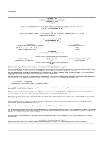 Thumbnail Enterprise Bancorp 10-K Annual Report 2022