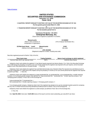 Thumbnail Enterprise Bancorp 10-Q Quarterly Report FY2023 