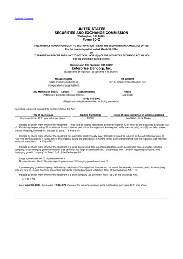 Thumbnail Enterprise Bancorp 10-Q Quarterly Report FY2024 