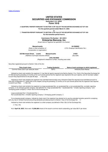 Thumbnail Enterprise Bancorp 10-Q Quarterly Report FY2025 