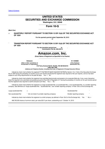 Miniature Amazon 10-Q Rapport trimestriel 2015 