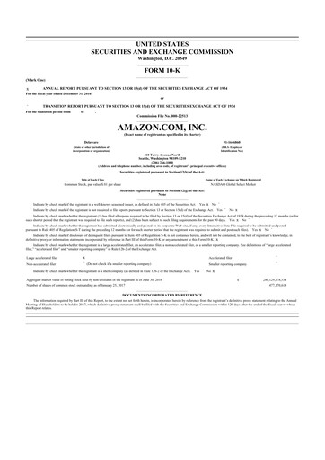 Thumbnail Amazon 10-K Annual Report 2016