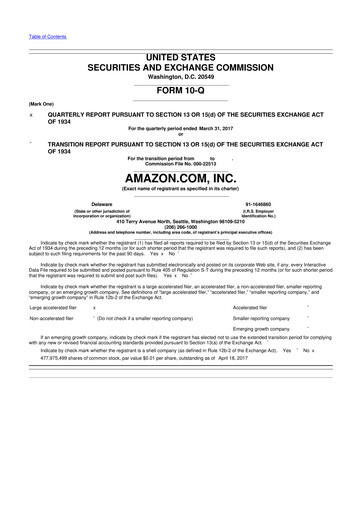 Miniature Amazon 10-Q Rapport trimestriel 2017 