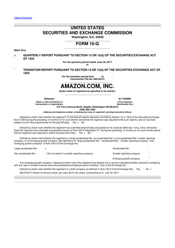Miniature Amazon 10-Q Rapport trimestriel 2017 