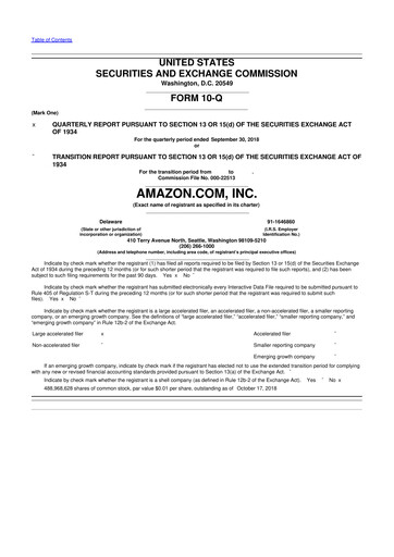 Miniature Amazon 10-Q Rapport trimestriel 2018 