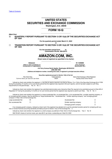 Miniature Amazon 10-Q Rapport trimestriel 2022 