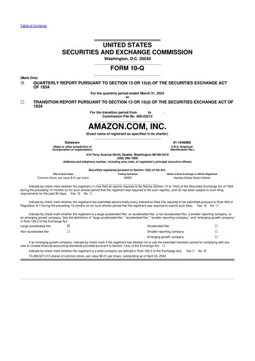 Miniature Amazon 10-Q Rapport trimestriel 2024 