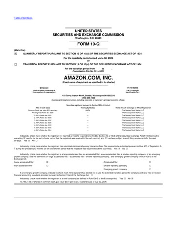 Miniature Amazon 10-Q Rapport trimestriel 2026 