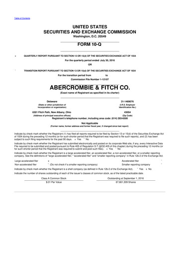 Miniature Abercrombie & Fitch 10-Q Rapport trimestriel 2016 