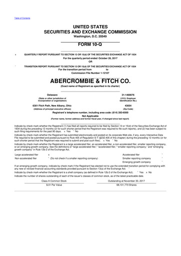 Miniature Abercrombie & Fitch 10-Q Rapport trimestriel 2017 
