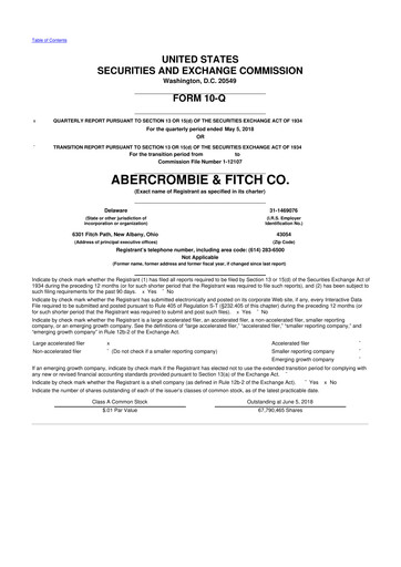 Miniature Abercrombie & Fitch 10-Q Rapport trimestriel 2018 