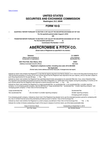 Miniature Abercrombie & Fitch 10-Q Rapport trimestriel 2018 