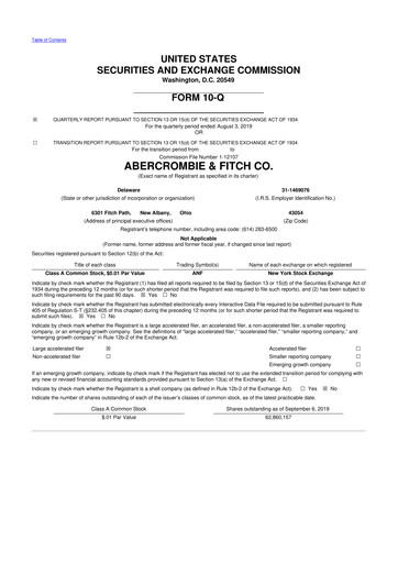 Miniature Abercrombie & Fitch 10-Q Rapport trimestriel 2019 