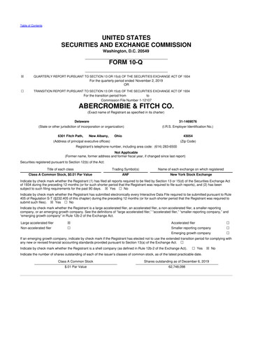 Miniature Abercrombie & Fitch 10-Q Rapport trimestriel 2019 