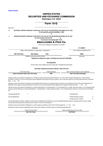 Miniature Abercrombie & Fitch 10-Q Rapport trimestriel 2020 