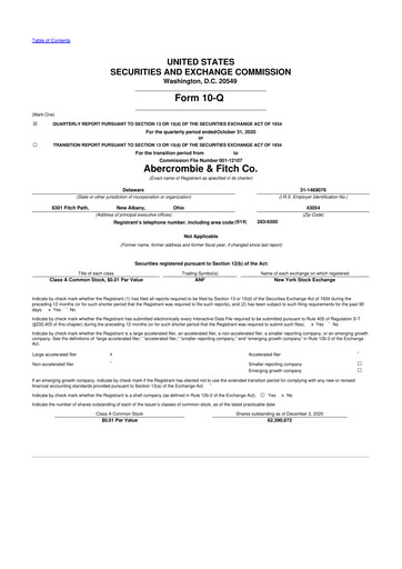 Miniature Abercrombie & Fitch 10-Q Rapport trimestriel 2020 